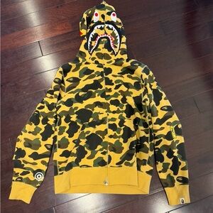 Bape Yellow & Green Camo Shark Full-Zip Hoodie